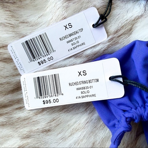 WeWoreWhat Ruched Bandeau Bikini Sapphire Blue XS NWT - Picture 8 of 15